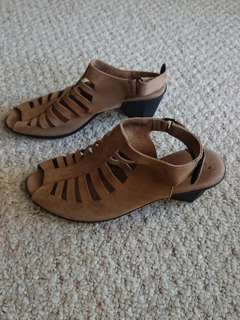 Arche Enexor Cutout Slingback brown suede leather Mid-Heel Sandals size 7.5
